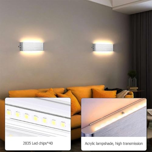 Aplique de pared con interruptor 3000K 6000K regulable para salón 3