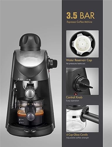 UPIKIT Espresso Machine with Milk Frother – 3.5Bar Espresso Maker for Rich Cappuccinos and Lattes (Black) - Image 8