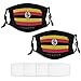 Produktbild Nuberyl Flagge Uganda 2 Stück Gesicht Masken Set Plus 4 Austauschbare Luftfilter Waschbar Wiederverwendbar Schwarz Tuch Schal Balaclava Bandanas Frauen Männer Erwachsene