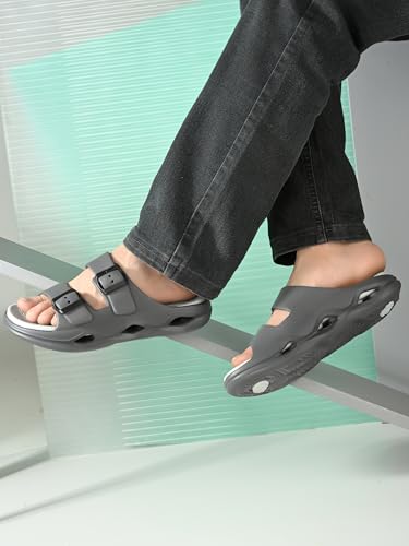 Image of DOCTOR HEALTH SUPER SOFT Men EVA Double Strap Sandals | Adjustable Buckle Comfort Slides | Lightweight Anti-Slip Casual Sandals for Indoor Outdoor Everyday Wear