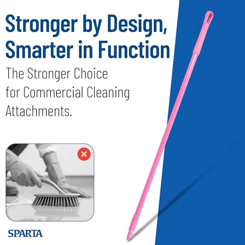 Image of SPARTA 41225EC26 Fiberglass Broom Handle, Mop Handle, Replacement Handle With Acme Threaded Tip For Commercial Cleaning, 48 Inches, Pink, (Pack of 12)