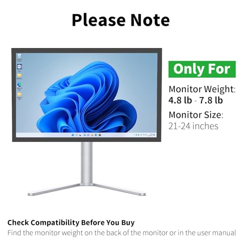 Image of Aluminum Monitor Stand with Spring-Adjustable Height, Vesa Mount with Full Tilt, Swivel & Rotation, Only for 4.8-7.8LB Monitor Weight Range