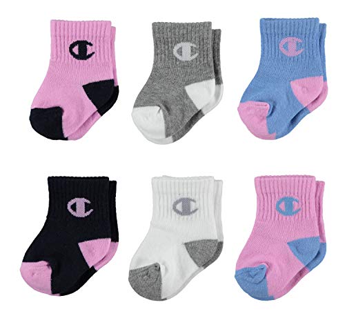 Champion Unisex Kid's Toddler Brand Infant Quarter Socks, Paper Orchid, 6-12