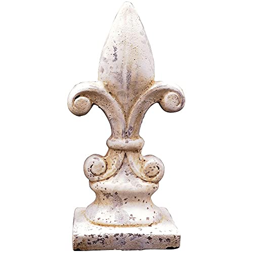matches21 Dekorative Lilie Fleur-de-Lis Figur Dekofigur Gartendeko Antik Optik Ornament Zement Cremâ€¦ – Miniatur