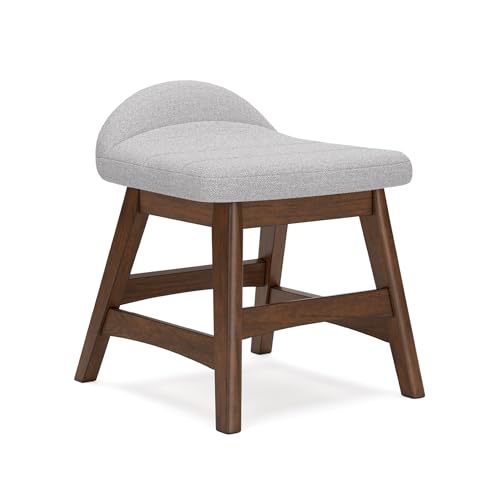 Signature Design by Ashley Lyncott Casual Upholstered Armless Home Office Desk Chair with Backless Design, Light Gray & Light Brown