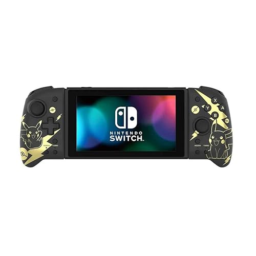 Vista 8 de Hori Nintendo Switch Split Pad Pro (Black) Ergonomic Controller for Handheld Mode - Officially Licensed By Nintendo (Pikachu negro y dorado)