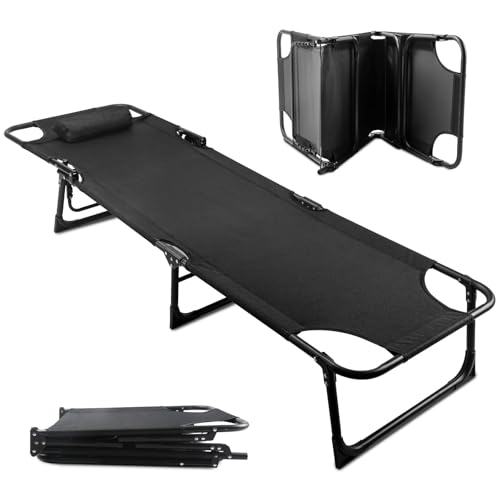 Roixeeds Folding Camping Cot, Heavy Duty Collapsible Foldable Camping Bed for Adults, Indoor Outdoor Portable Sleeping Cot for Hiking, Camping, Fishing，Hunting