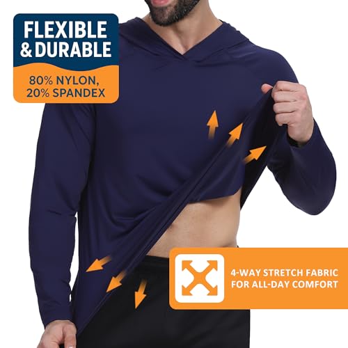 Men's UPF 50+ Fishing Rash Guard Shirt – Quick-Dry UV Long Sleeve Sun Hoodie Swim Shirt for Fishing, Hiking & Yard Work3