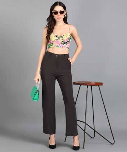 Image of Noelia Women's Flare Leg Bell Bottom Casual High Waist Pants Work Office Trousers