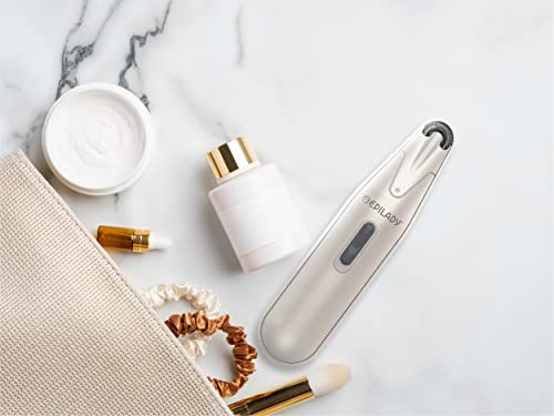 Epilady Esthetic Delicate Compact Facial Epilator | Facial Hair Removal For Women | Fine Hair Remover For Women W/Cleaning Brush, Case | Womens Face Razor Peach Fuzz Remover | Batt-Oper | Pearl White #TOP5