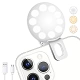Mini Ring Light, Upgraded Sansent Small Clip On Ring Light, Portable LED Light for Phone, 4 Color Lighting Modes and Adjustable Brightness Selfie Light, Tool for Tiktok Stuff, Photos (White)