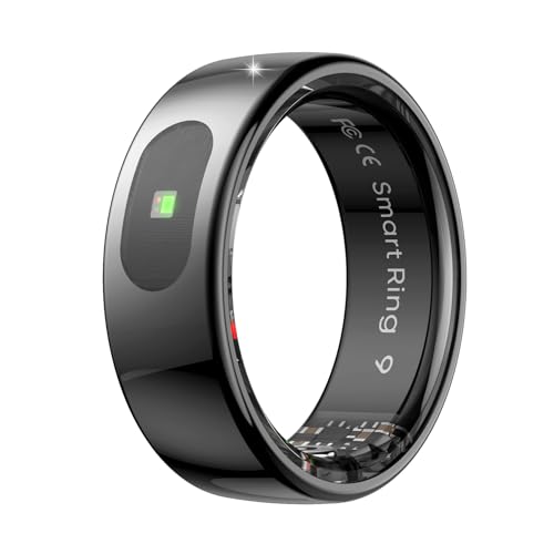 JUSUTEK 2025 新登場 スマートリング 316Lステンレス鋼指輪,活動追跡，数値安定センサ機能管理，多機能運動，メッセージ通知LED点滅(はiPhoneのみ対応)，リモコン撮影，音楽制御，体感ゲーム，Bluetooth5.2，万歩計，IP68防水可水泳，カロリー,長時間使用可能，男女兼用，iphone&コンパチブル対応,贈り物,日本語説明書付 (黒, 11号（内周長：65.4mm）)