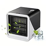 Ventilateur Mini Climatiseur Portable 500ml, Type C Individuel Silencieux Climatiseur Mobile sans Évacuation à 3 Vitesses, pour une Utilisation sur un Bureau au Travail ou en Résidence, Blanc