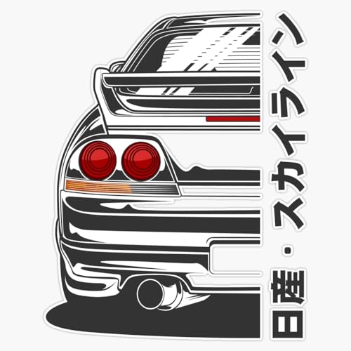 Skyline R33 GTR (White Print) Window Bumper Sticker Decal 5"