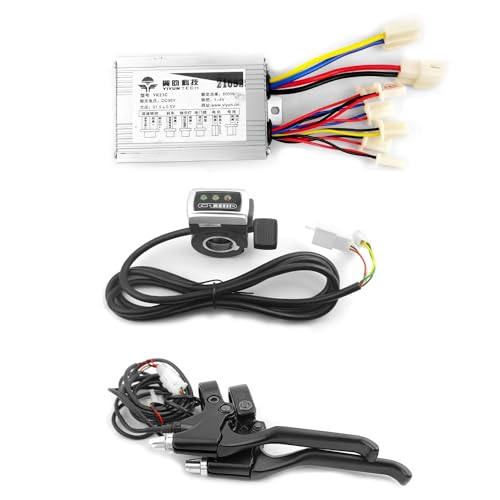 L-faster 36V 48V 800W Brushed Motor Controller Kit with Key Switch Throttle Aluminium Brake Lever for Electrical Scooter Bicycle Motor (Braker Thumb Throttle kit, 36V 800W)