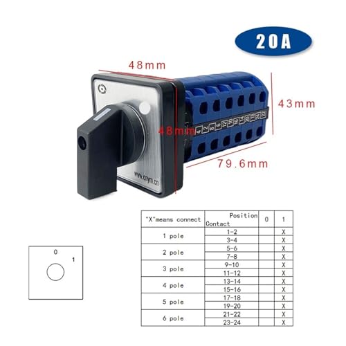 Interruptor de leva LW26-20 de 3 posiciones y 6 polos selector YMW26-20/6(01) 2