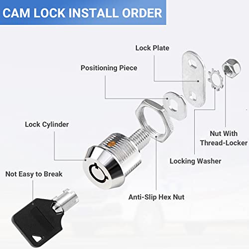 Image of Sissinda Cam Lock RV Storage Locks Keyed Alike, 5 /8 inch Fits on 3 /8 inch Max Door Thickness, RV Locks for Compartment Door, Camper, Trailer, Cabinet Locks with Keys (5 /8 Inch 2Pack)