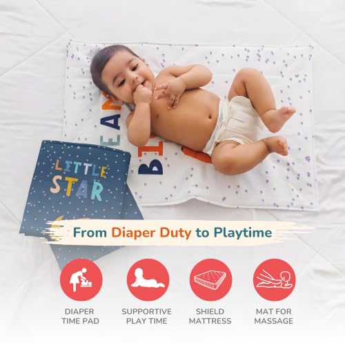 Image of Tidy Sleep Baby Changing Mat - Waterproof, Foldable, Padded Diaper Changing Sheets for Newborns & Infants - Little Star (65 cm x 45 cm)