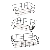 TIEYIPIN Metal Wire Food Storage Basket Organizer with Removable Plastic Liner, Food Storage Trays for Organizing Kitchen Cabinets, Pantry Shelf,...