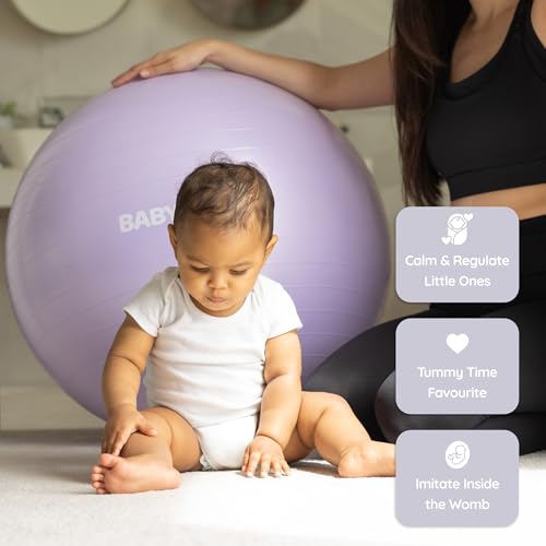 BABYGO Birthing Ball - Pregnancy Yoga Labor & Exercise Ball & Book Set Trimester Targeting, Maternity Physio, Birth & Recovery Plan Included Anti Burst Eco Friendly (Lavender, 65cm) - Thumbnail 6