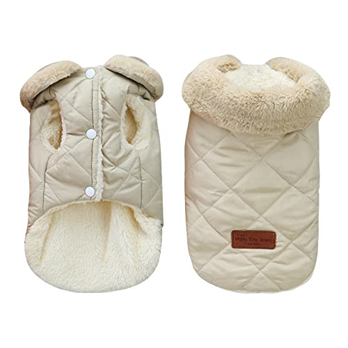 Hundemantel Winter - Wasserdichter Warmer Winterjacke für Hunde und Katzen - Weicher Fleece Weste für Kleine Haustiere (XL, Beige)