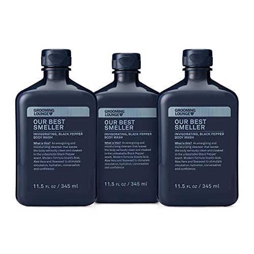 Grooming Lounge Our Best Smeller Body Wash - Moisturizing, Clarifying Travel Shower Scrub - Fresh, Classic, Suave Fragrance Of Acai, Aloe Vera, Seaweed, And Black Pepper - Dry Skin Defense - 3 Pack #TOP4