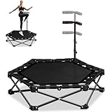 Jump Cama Elastica Ginástica, 114 x 106 cm, com Corrimãos Ajustáveis, Capacidade Máxima de Peso: 100 Kg, Dobrável, Não Requer Montagem, Adequado para Uso Interno e Externo