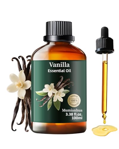 Olio Essenziale di Vaniglia Puro, Mumianhua Olio di Vaniglia Naturale Per Diffusori, Aromaterapia, Cura della Pelle, Profumeria, Creazione di Candele e Saponi Fai da Te‌ 100ml
