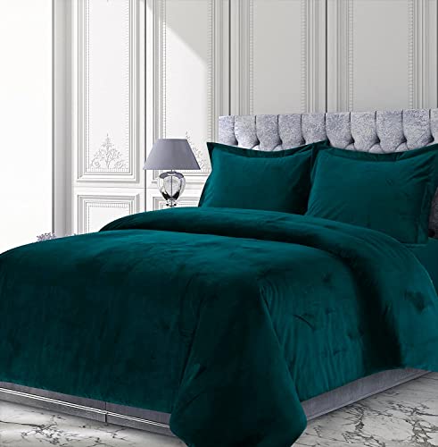 Dhruvi Bedding Premium Crinkle Crushed 500 GSM Teal Blue Venice Velvet Lush Twin Bedding Comforter Sherpa 1 Piece Velvet Comforter 68