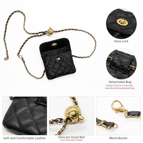 Sac banane en cuir Long Keeper avec mini bandoulière chaîne et pochette cartes amovible