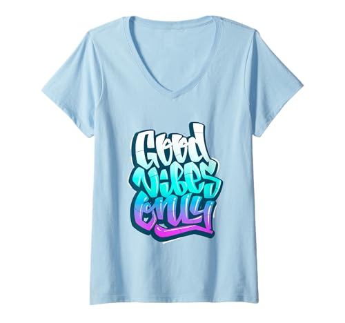 Mujer Good Vibes Only Positive Vibes Citas Refranes Diseño Gráfico Camiseta Cuello V