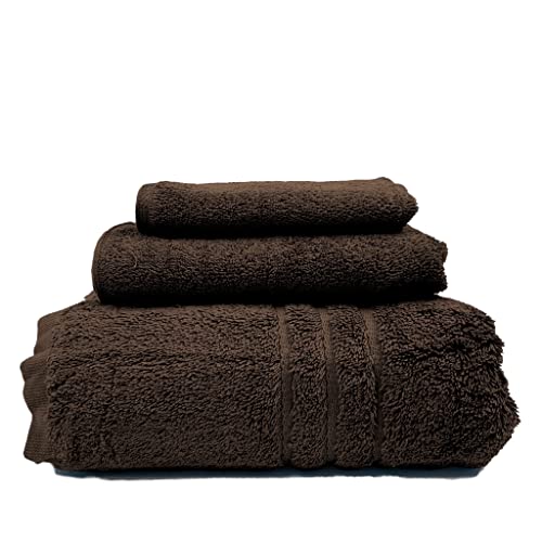 Sacred Thread 3-Piece Towel Set - 1 Bath Towel 1 Hand Towel 1 Washcloth - Egyptian Cotton - Fade Resistant, Fast Drying, Ultra Absorbent, Durable And Long-Lasting (Brown) #TOP7