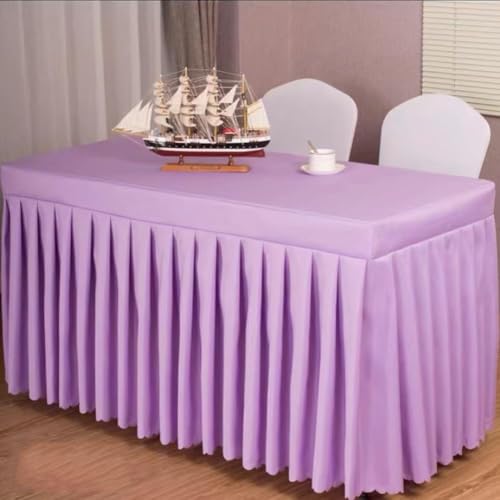 Nappe de banquet d'hôtel violet clair avec bords volants pour tables de réception