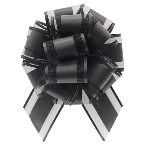 5 Pieces 6 inches Large Pull Bows Bow for Gift Wrapping Basket Decoration Party Birthday Gift Wedding Ribbon Bow Valentines Day Gift Decoration (Black)