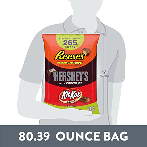 Reese's, Hershey's And Kit Kat Milk Chocolate Assortment Bite Size, Easter, Candy Bulk Variety Bag, 80.39 Oz (265 Pieces) #TOP5