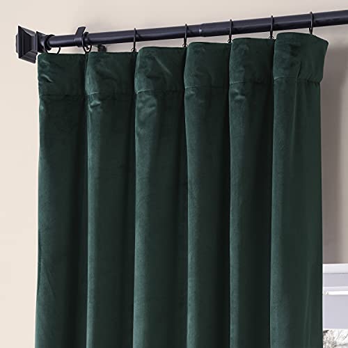 Image of HPD Half Price Drapes Signature Plush Velvet Blackout Curtains for Bedroom (1 Panel), 50W X 108L Hotel Black Out Curtains for Living Room, Thermal Insulated Blackout Curtains for Windows, Spirit Green