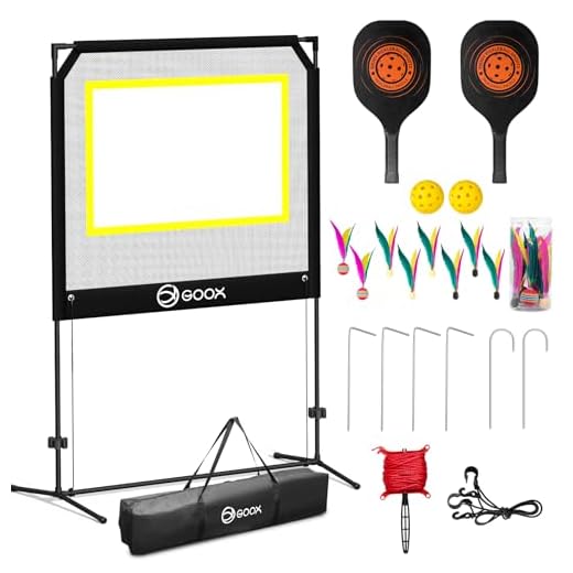 GOOX Portable All-in-One Paddle Sport Set with Net - Indoor/Outdoor/Backyard Games Combo - Similar to Pickleball, Badminton & Pingpong - Family & Adults Sports Equipment with Balls & Accessories