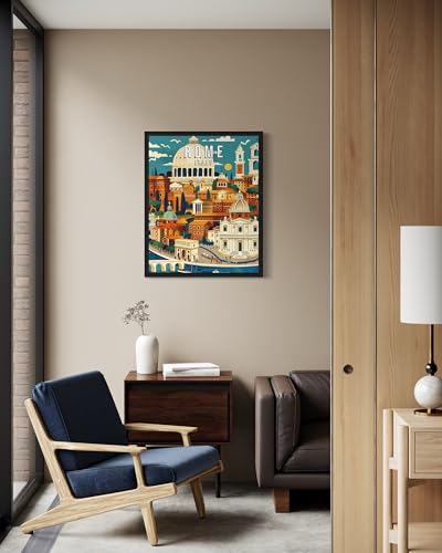 Rome Italy Art Print Poster, Europe City Skyline Artwork Painting Wall Art Vintage Painting for Bedroom Bathroom Living Room Decor 53 (Rome Italy, 8 x 10 inches, Unframed)