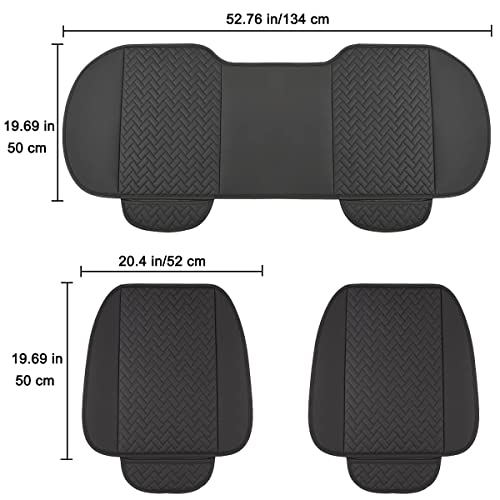 West Llama Full Set Car Seat Covers for Front and Rear Bottom Seats Only, Luxury PU Leather Car Seat Pads Protectors Waterproof and Wear-Resistant,Black