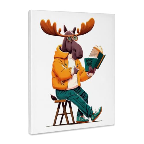 3dRose, Cute funny Moose Reading Book about Moose Jokes Satire,