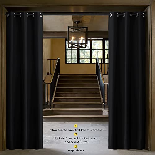 Image of NICETOWN Door Curtain 80 Inch Length for Doorway Privacy, Room Divider Curtain Cover, Blackout Temporary Insulated Closet Drape for Bedroom Closet (1 Panel, 6.7ft Tall x 2.8ft Wide, Black)