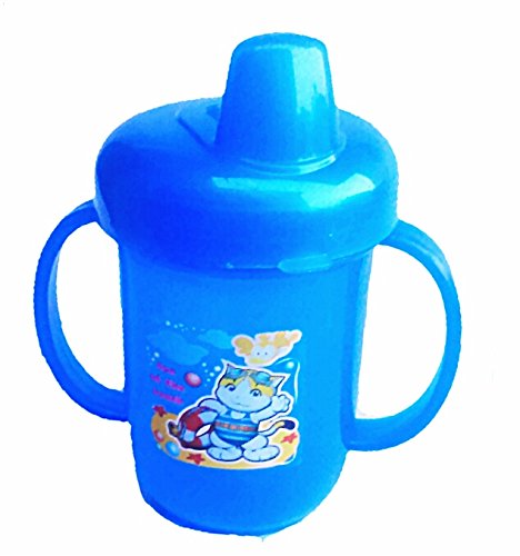 Pawan Plastic First Sylish Smarty Bpa Free Unbreakable Blue Baby/Infant pp Water/Juice Training Gravity Sipper Cup with Handles & dust Free Cover lid