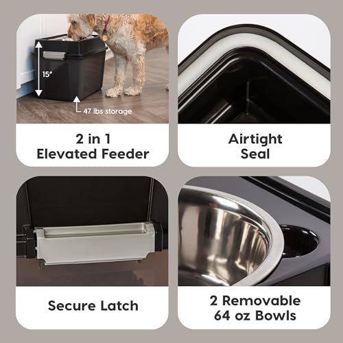 IRIS-USA-47-Lbs-45-Qt-15H-Large-Elevated-Feeder-with-Airtight-Pet-Food-Storage-Container-Dry-Food-Bin-with-Removable-Dog-Bowls-in-Lid-At-Home-or-Camping-Pet-Food-Container-SmokeBlack