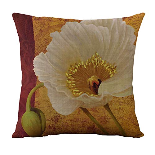 Womhope Set Of 4 Vintage Flower Throw Pillow Covers Pillow Cases Cushion Cases Burlap Toss 18 X 18 Inch For Living Room,Couch And Bed (Red Flower (Set Of 4)) #TOP2