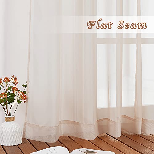 Image of NICETOWN Taupe Sheer Curtains 96 inches Long, Grommet Voile Textured Airy Sheer Window Treatments Elegant & Chic for Bedroom /Living Room, W54 x L96, 2 Panels