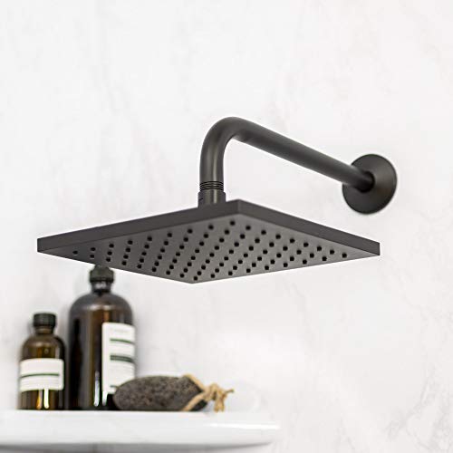 L-Shaped Shower Arm Extension, 12-Inch Length, Great For Rainfall And Adjustable Showerheads, Matte Black Finish #TOP4