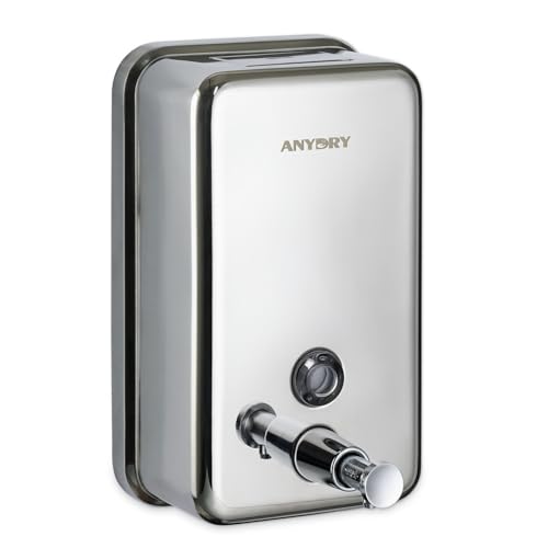anydry Dispensador Manual Profesional 1100ml, Acabado Duradero en Acero Inoxidable, Montaje en Pared para baño y Cocina (Pulido) anydry Dispensador Manual Profesional 1100ml, Acabado Duradero en Acero Inoxidable, Montaje en Pared para baño y Cocina (Pulido)
