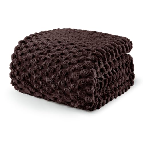 Image of Exclusivo Mezcla 3D Fleece King Size Blanket for Bed, Coffee | Extra Soft Fuzzy Plush Lightweight Bed Blankets, Cozy Fluffy Decorative Blankets for All Seasons, 90x104 Inches