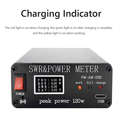 Image of Power Meter 1.8-50MHz 0.5-120W Shortwave Antenna Tuner Case Shortwave Wavelength Meter with 5V 1A Type C Charging Port