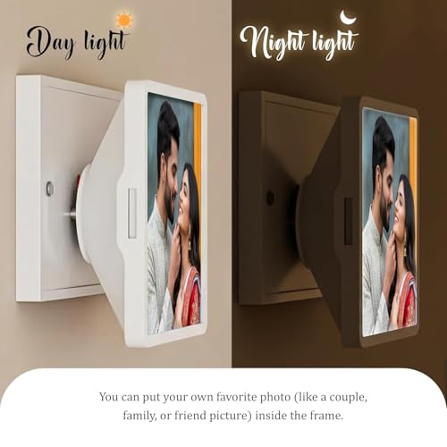 Image of Personalized Square Night Lamp with Custom Photo & Text | 4 x 4 Inch Plastic Night Light | Plug-in AC Powered | Custom Gift for Birthday, Anniversary, Home Decor & All Occasions (White)